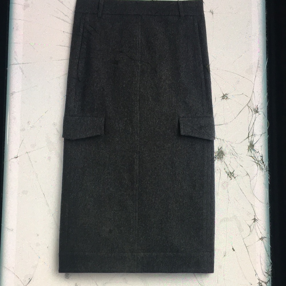 Zara SRPLS NWT STRAIGHT CARGO POCKETED SKIRT WOOL BLEND SIZE LARGE - Picture 4 of 7